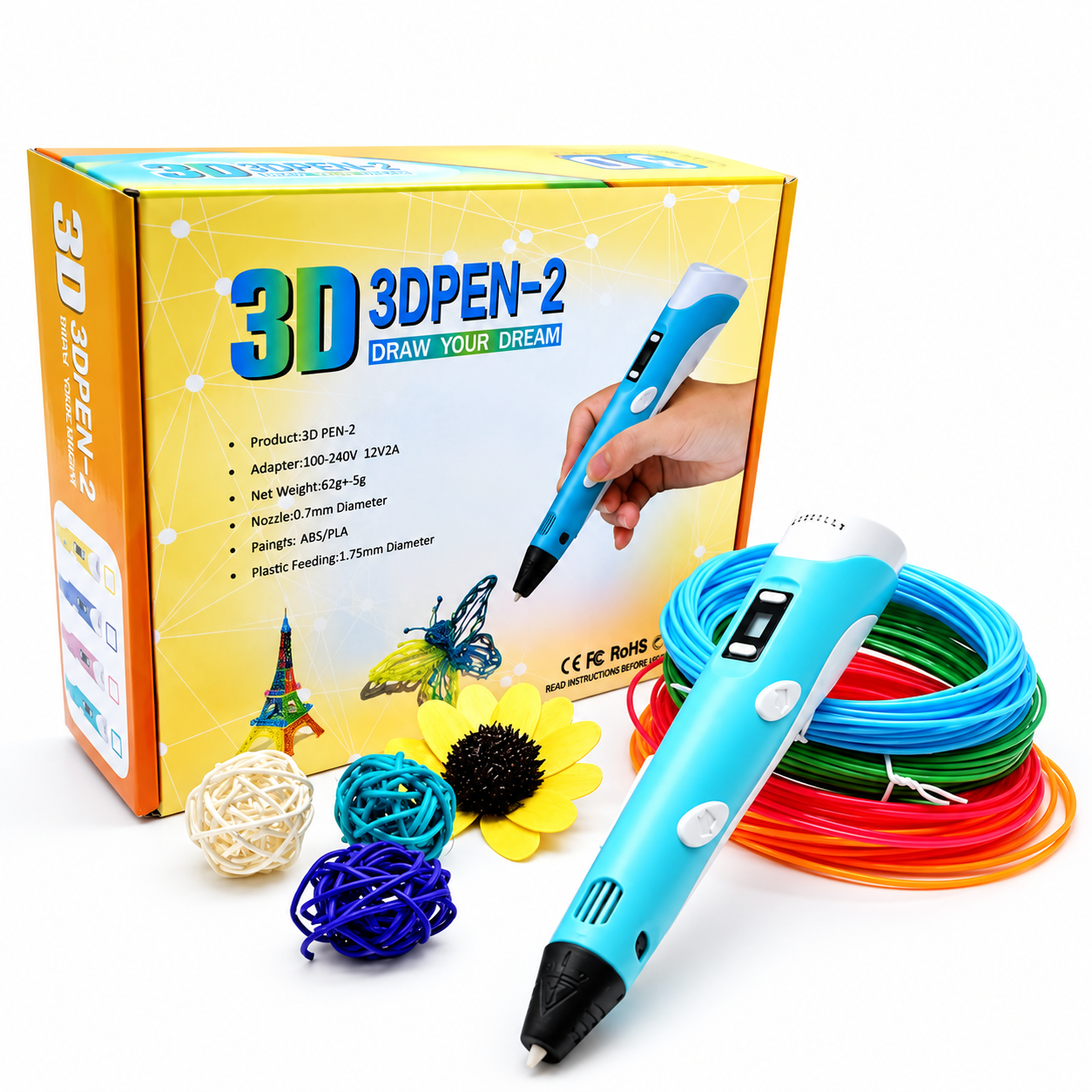 قلم سه‌بعدی نمایشگردار 3D PEN-2 برای فیلامنت PLA و ABS، تصویر 1