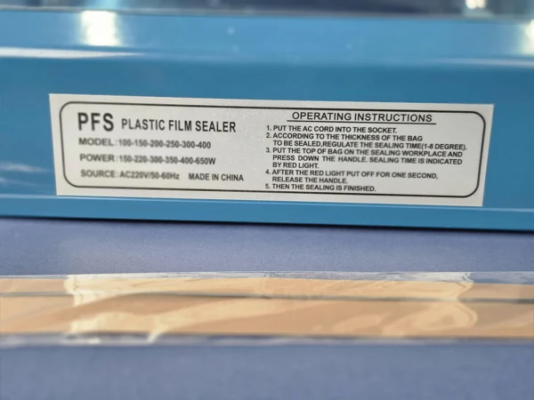 دستگاه دوخت پلاستیک رومیزی PFS-250 با پرس ۲۵ سانتی‌متری، تصویر 8